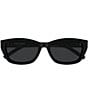 Yves Saint Laurent Women's Monogram Hinge M 55mm Square Sunglasses, Color:Shiny Solid Black/Black - Image 2