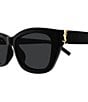 Yves Saint Laurent Women's Monogram Hinge M 55mm Square Sunglasses, Color:Shiny Solid Black/Black - Image 3