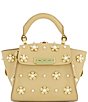 Color:Linen - Image 1 - Eartha Mini Top Handle Floral Studded Leather Crossbody Bag