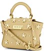 Color:Linen - Image 3 - Eartha Mini Top Handle Floral Studded Leather Crossbody Bag