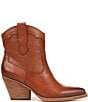 Color:Cognac - Image 2 - Roslyn Leather Western Ankle Booties