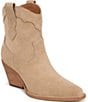 Color:Sandstone - Image 1 - Roslyn Suede Western Ankle Booties