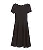 Color:Black - Image 1 - Big Girls 10-16 Scallop Neckline A-Line Dress