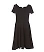Color:Black - Image 2 - Big Girls 10-16 Scallop Neckline A-Line Dress