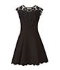 Color:Black - Image 1 - Big Girls 7-16 Crochet Lace Scallop-Hem A-Line Dress
