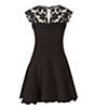 Color:Black - Image 2 - Big Girls 7-16 Crochet Lace Scallop-Hem A-Line Dress