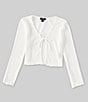Color:Ivory - Image 1 - Big Girls 7-16 Knit Cardigan with Tie Front