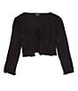 Color:Black - Image 1 - Big Girls 7-16 Knit Cardigan with Tie Front