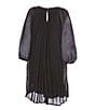 Color:Black - Image 2 - Big Girls 7-16 Long-Sleeve Pleated Trapeze Dress
