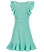 Color:Dusty Green - Image 1 - Big Girls 7-16 Pinafore Ruffle Sleeve Banded Waist Dress