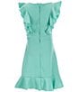 Color:Dusty Green - Image 2 - Big Girls 7-16 Pinafore Ruffle Sleeve Banded Waist Dress
