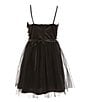 Color:BLACK - Image 2 - Big Girls 7-16 Satin Rouched/Mesh Fit-And-Flare Dress