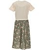 Zunie Big Girls Short Sleeve Butterfly Graphic T-Shirt & Sleeveless Solid/Printed A-Line Dress, Color:Natural - Image 2