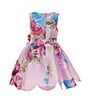 Color:Orchid Multi - Image 2 - Little Girls 4-6X Floral Printed Mikado Scallop Hem Dress