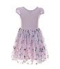 Color:Lilac/Multi - Image 2 - Little Girls 4-6X Puff Cap Sleeve Lilac Rainbow Foil Butterfly Floral Print Tutu Dress