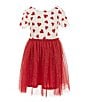 Color:Red/Ivory - Image 1 - Little Girls 4-6X Short Sleeve Heart Printed Tutu Dress With Heart Purse