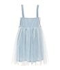 Color:Blue/Ivory - Image 2 - Little Girls 4-6X Sleeveless Daisy-Crocheted Bodice/Mesh-Skirted Fit-And-Flare Dress
