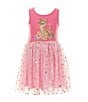 Color:Fuchsia - Image 1 - Little Girls 4-6X Sleeveless Leopard-Appliqued/Foiled-Skirted Fit-And-Flare Dress