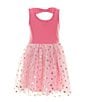 Color:Fuchsia - Image 2 - Little Girls 4-6X Sleeveless Leopard-Appliqued/Foiled-Skirted Fit-And-Flare Dress