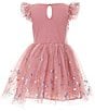 Zunie Little Girls Flutter-Sleeve Sequin-Front-Bodice/Butterfly-Foiled-Mesh Skirted Fit-And-Flare Dress, Color:Dusty Mauve - Image 2