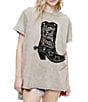 Color:Mocha - Image 1 - Crew Neck Short Sleeve Blame It All On My Roots Graphic Oversized High-Low Hem Tee Shirt