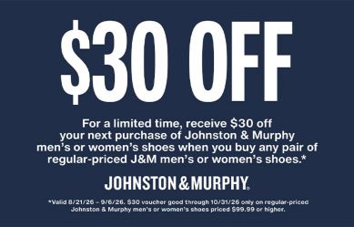 Johnston & Murphey - $30 Off Next Purchase