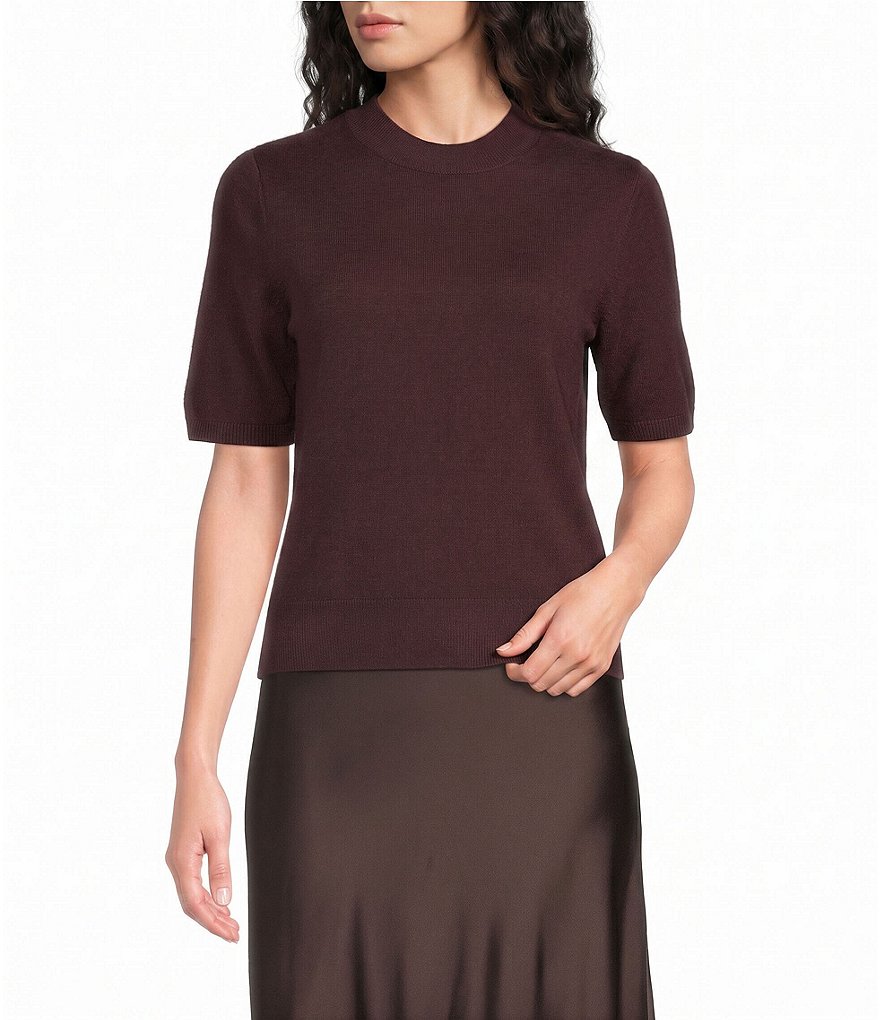 Knit Crew Neck Short Sleeve Sweater Top