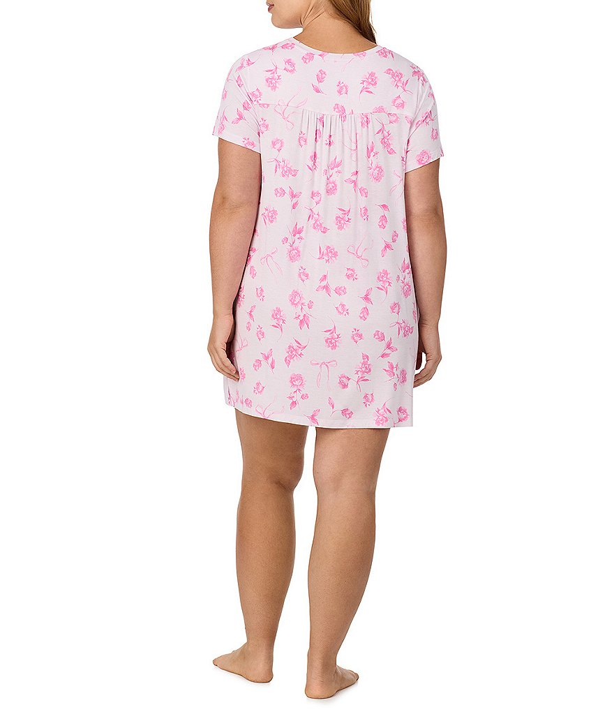 Floral Print Short Sleeve Crew Neck Jersey Knit Sleepshirt thumbnail 2