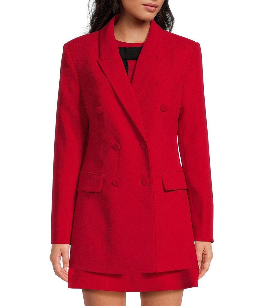 A Loves A Notch Lapel Flap Pocket Double Breasted Blazer | Dillard's