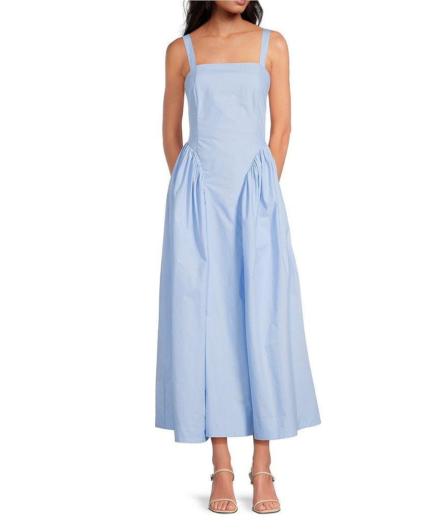 A Loves A Woven Square Neck Sleeveless Straps Drop Waist