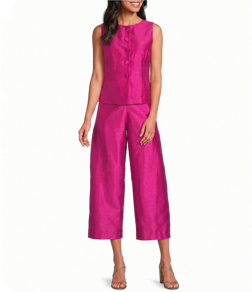 Callie Round Neckline Button Front Coordinating Sleeveless Top thumbnail 3