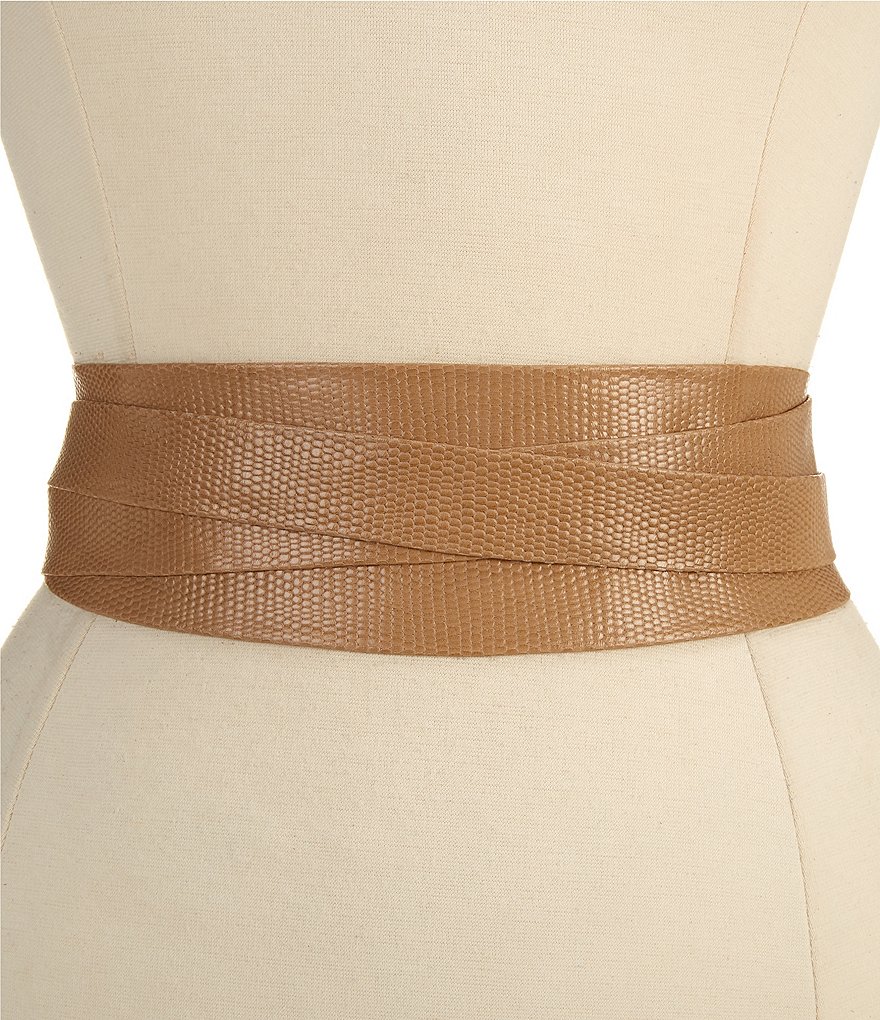 ADA 3#double; Classic Wrap Snake Print Leather Belt