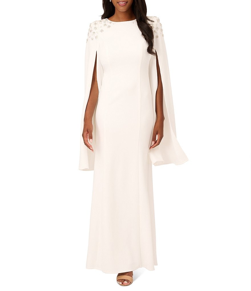 Adrianna Papell Beaded Ankle Length Dress, Light Champagne at John Lewis &  Partners