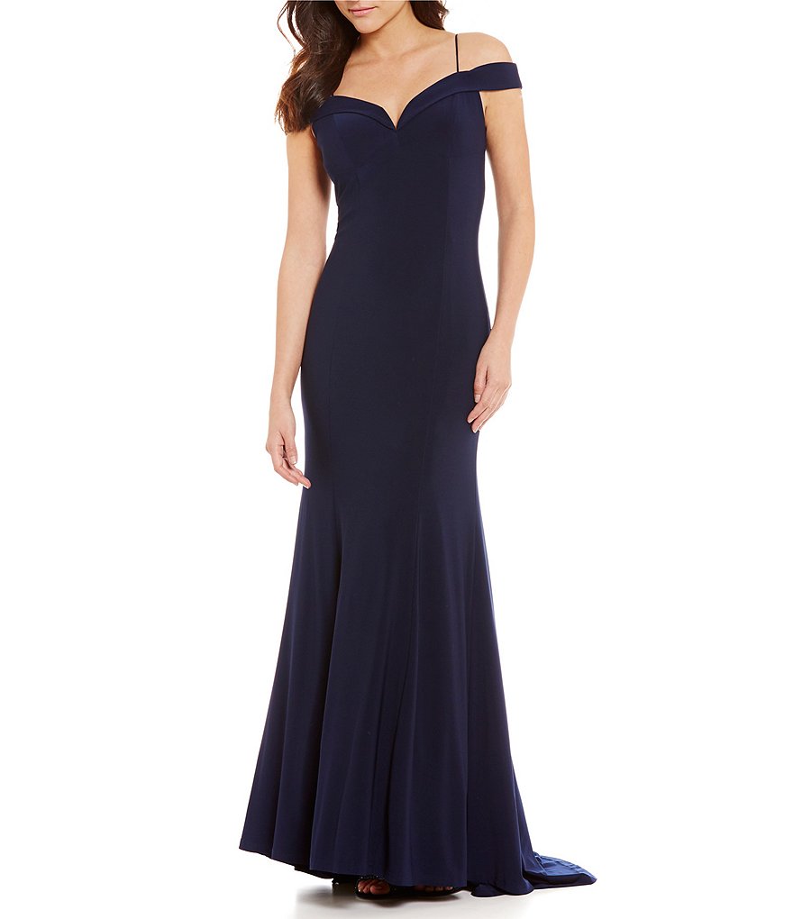 Adrianna Papell Cold Shoulder Mermaid Gown | Dillards