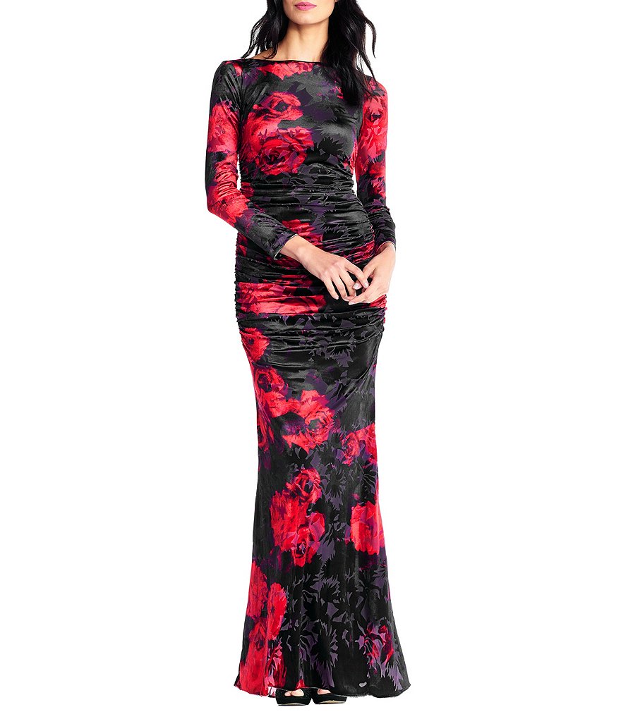 Adrianna Papell Draped Velvet Gown