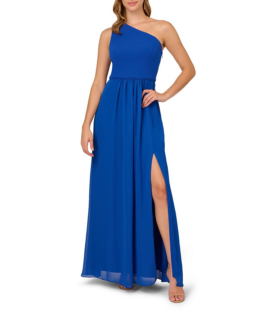 Adrianna Papell One Shoulder Sleeveless Chiffon Gown Dillard s