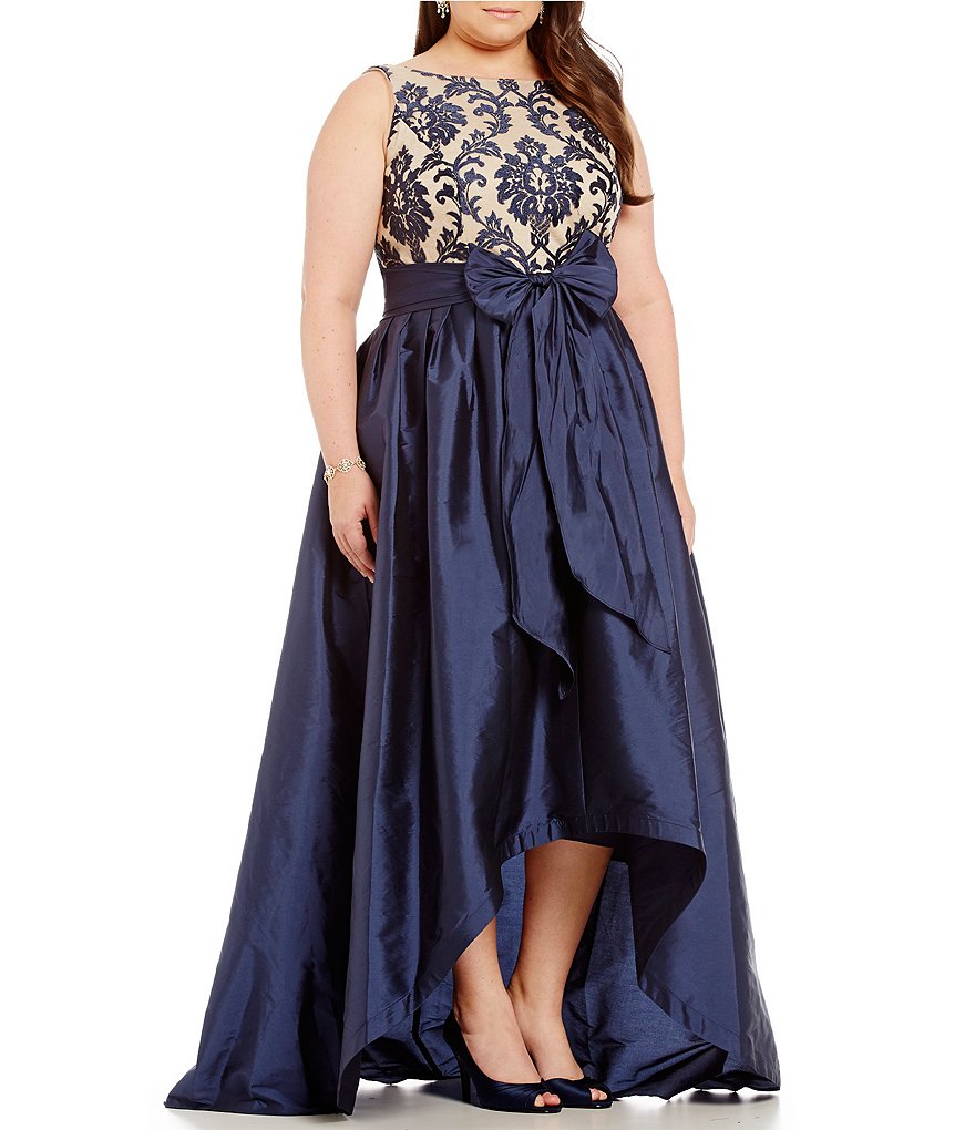 Adrianna Papell Plus Embroidered Lace Taffeta High-Low Ball Skirt ...