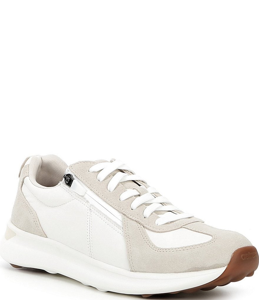 Aetrex Elise Leather and Suede Side Zip Sneakers | Dillard's