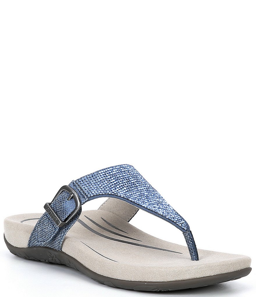 Aetrex Rae Embellished Buckle Thong Sandals | Dillard's