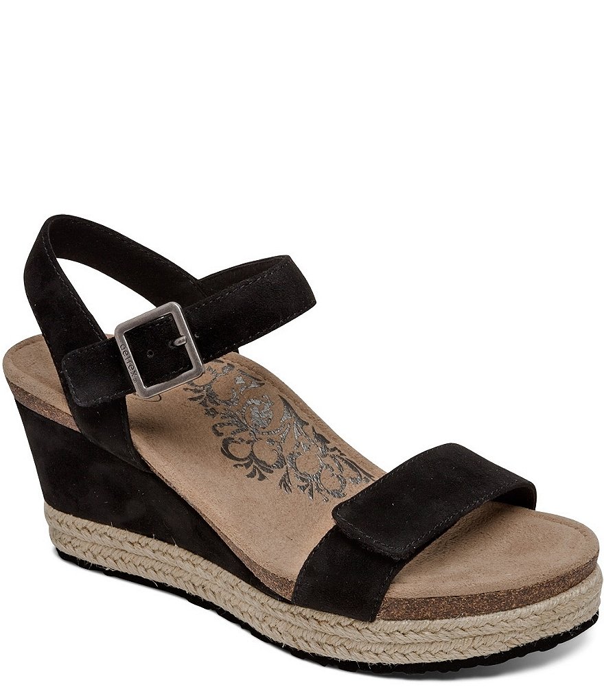 Aetrex Sydney Suede Espadrille Platform Wedge Sandals | Dillard's