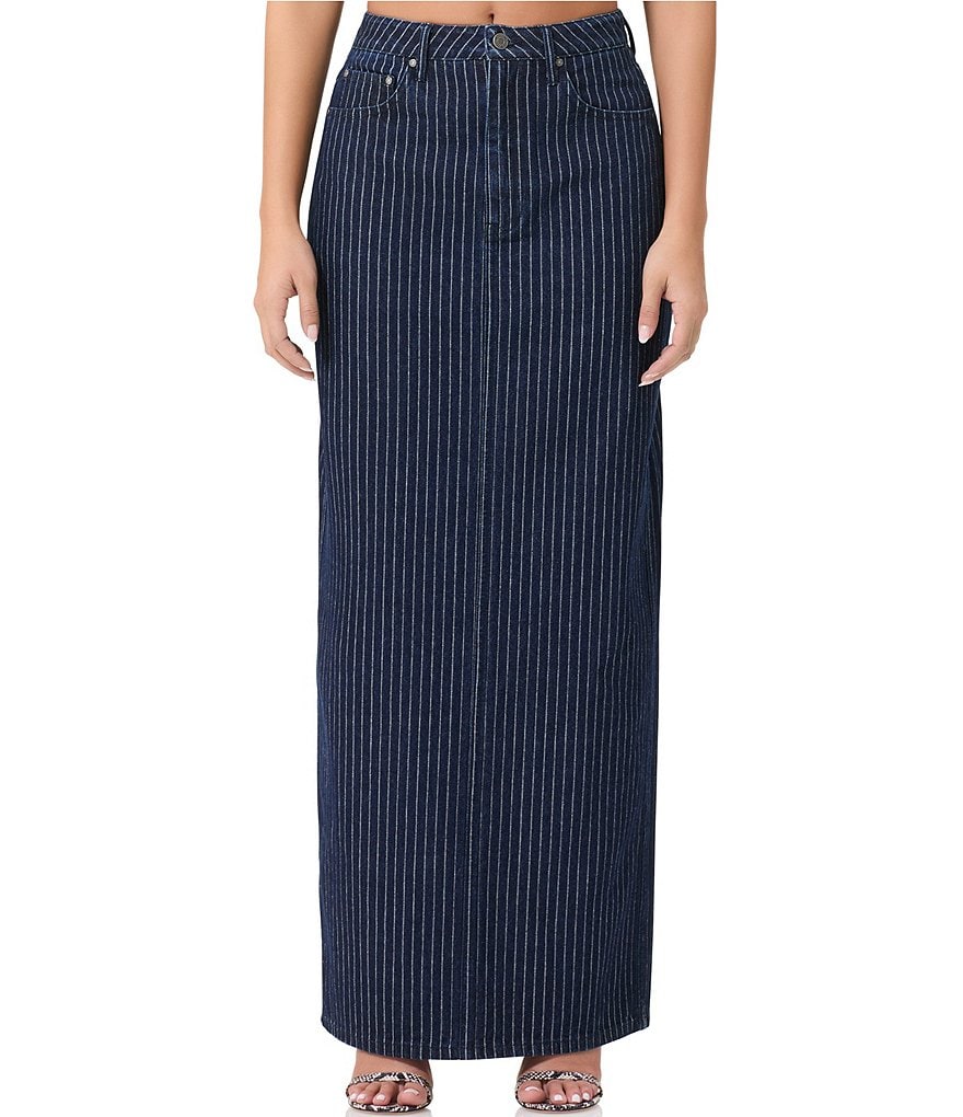 AFRM Coordinating Amiri Denim Jacquard Pinstripe Maxi Pencil Skirt |  Dillard's