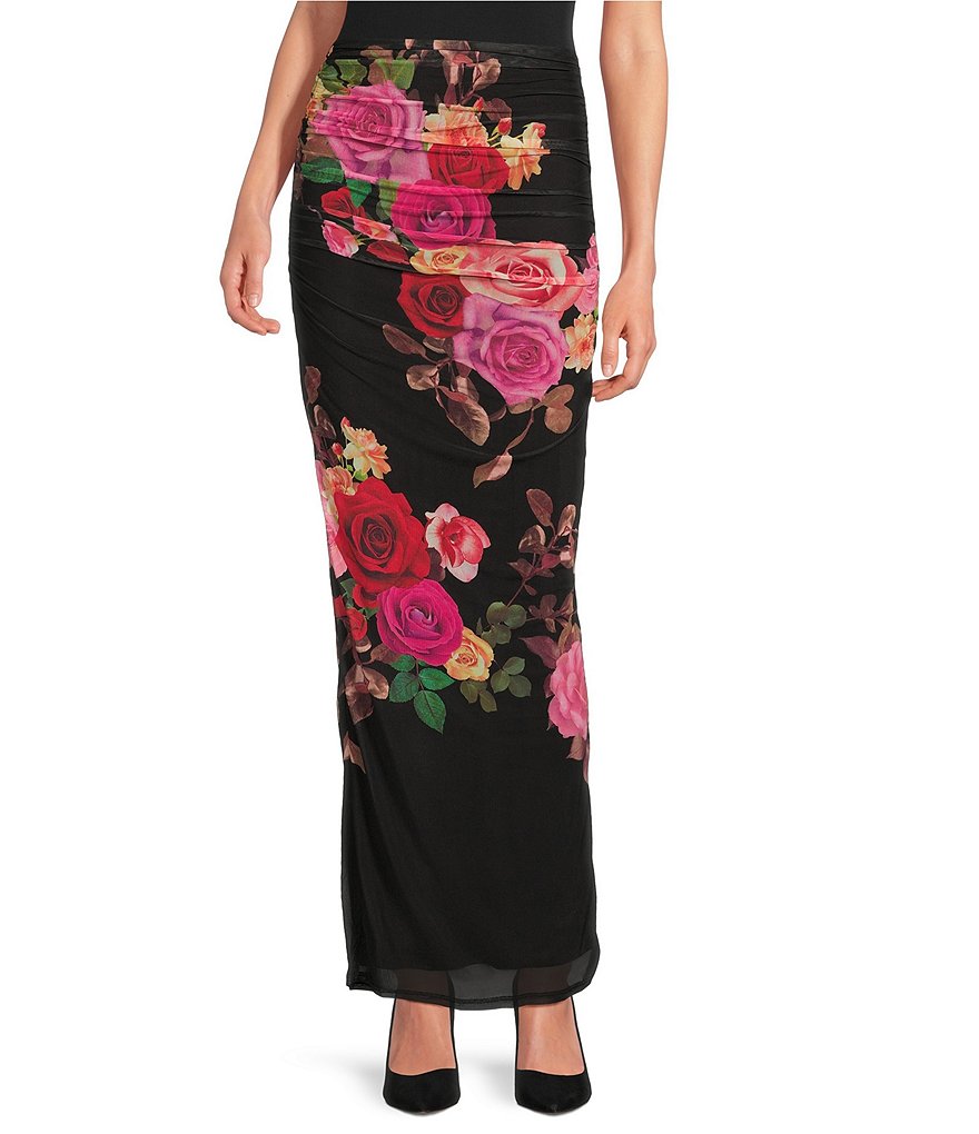 Ruched Burgundy Floral Front Skirt Adina LV – The Mimi Boutique