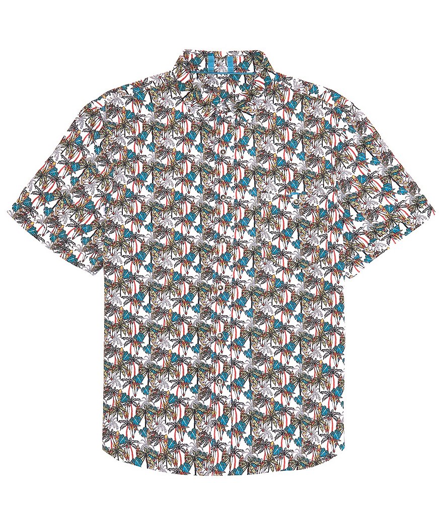 Age Of Wisdom Palm Tree Print Modal Short Sleeve Woven Shirt | Dillard's