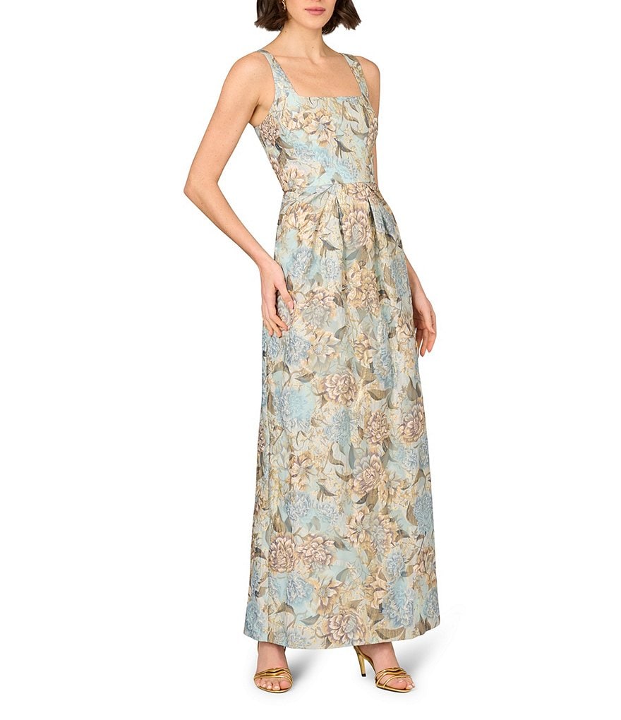 Aidan Mattox Floral Print Jacquard Midi Dress | Bloomingdale's