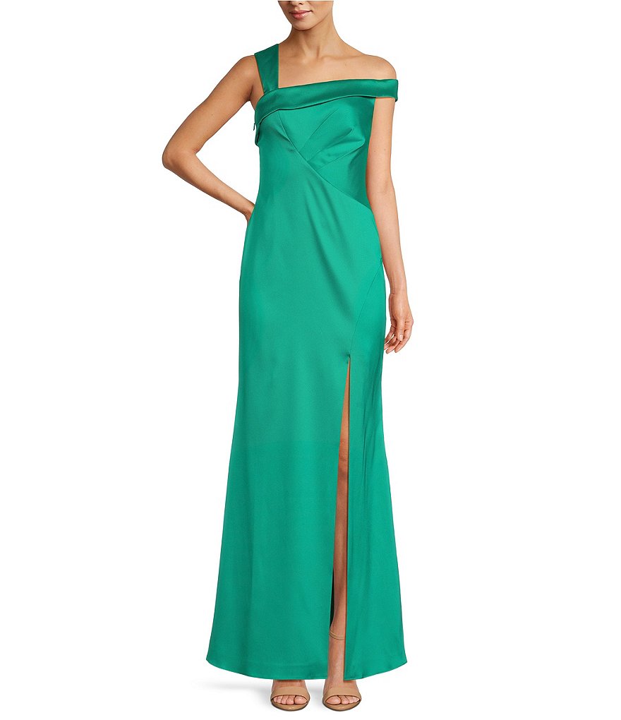 Aidan Mattox Stretch Mikado Asymmetrical Square Neckline Mermaid Gown ...