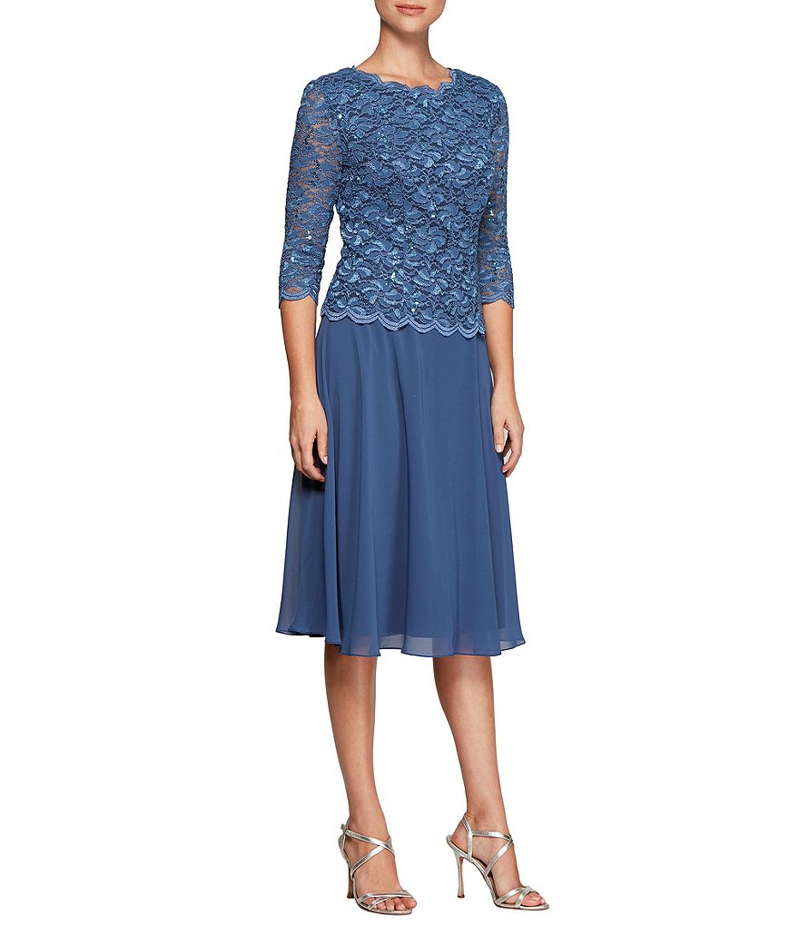 Alex evenings women's sequin lace mock dress sale