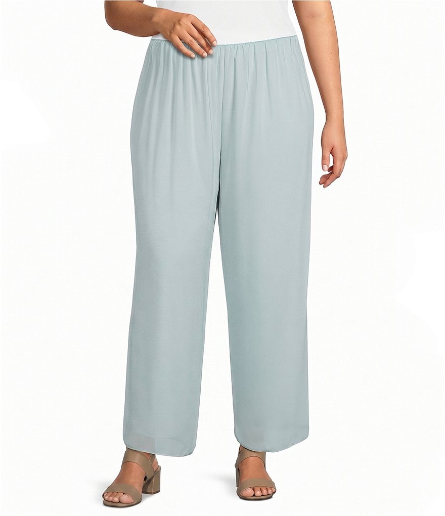 Alex Evenings Plus Size Silky Chiffon Pants | Dillard's