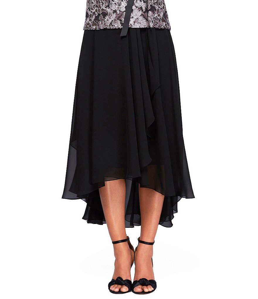 Alex Evenings Tea-Length High-Low Side Draped Skirt | Dillards