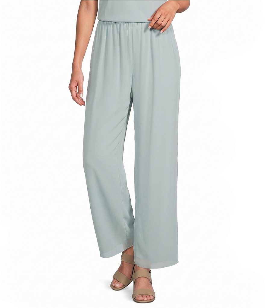 Alex Evenings Wide Leg Mid Rise Chiffon Pants | Dillard's