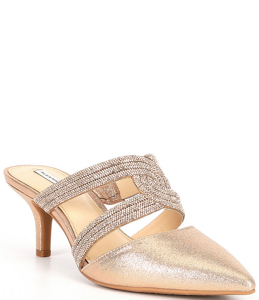 Alex Marie Brielle Shimmer Rhinestone Banded Dress Mules